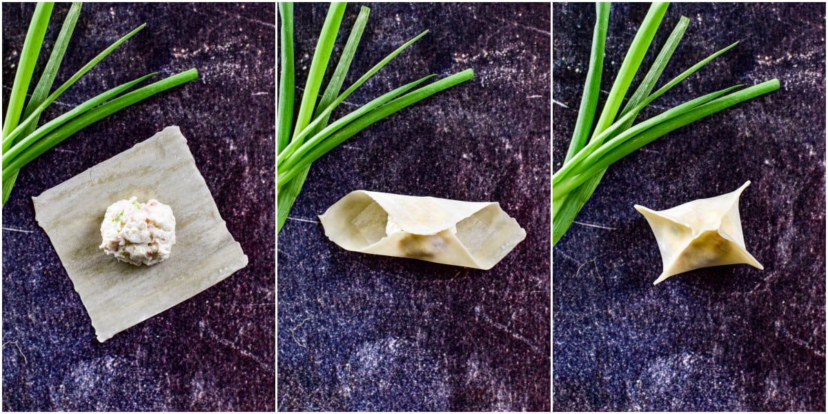 How to fold crab rangoon step by step