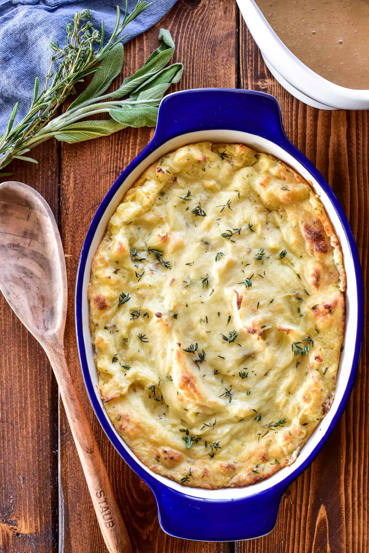 Overhead image of Twice Baked Mashed Potatoes