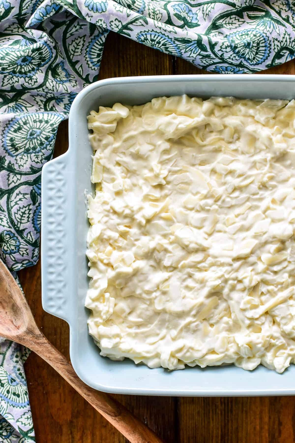 Vidalia Onion Dip ingredients - ready for the oven