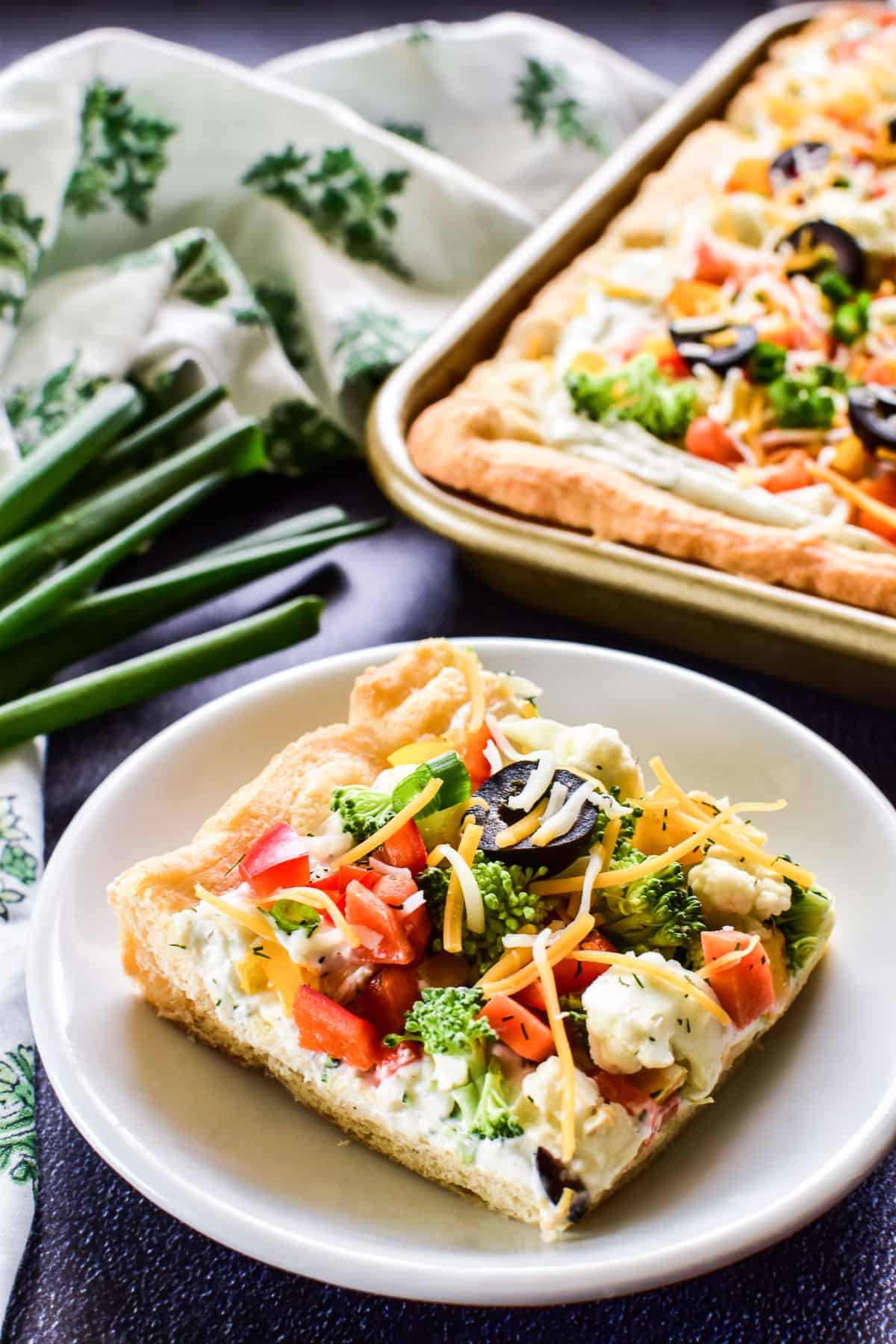 Veggie Pizza on a small white plate