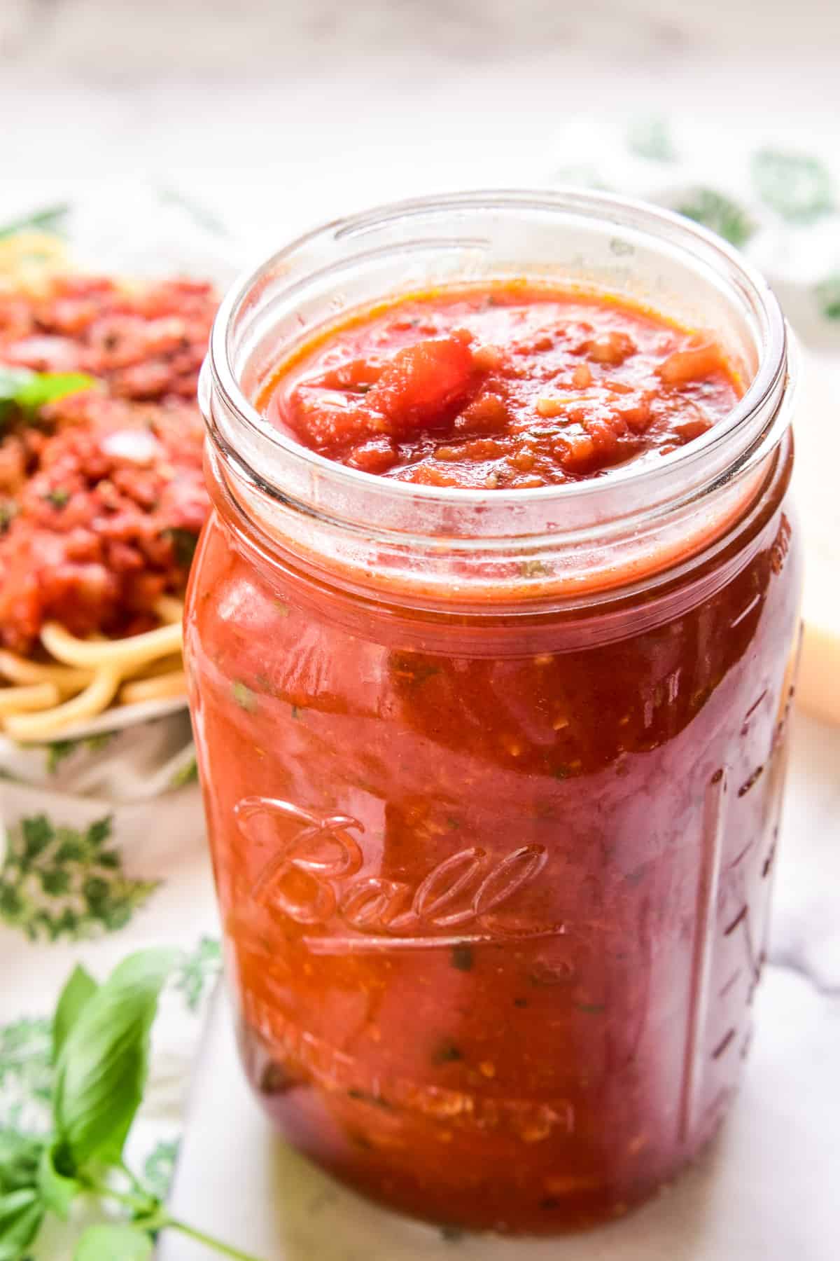 Homemade Marinara Sauce in a glass jar