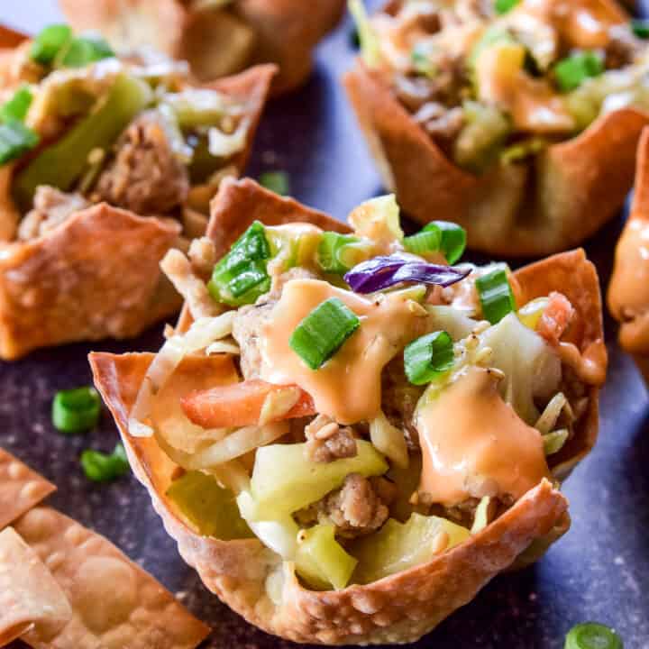 Egg Roll Wonton Cups