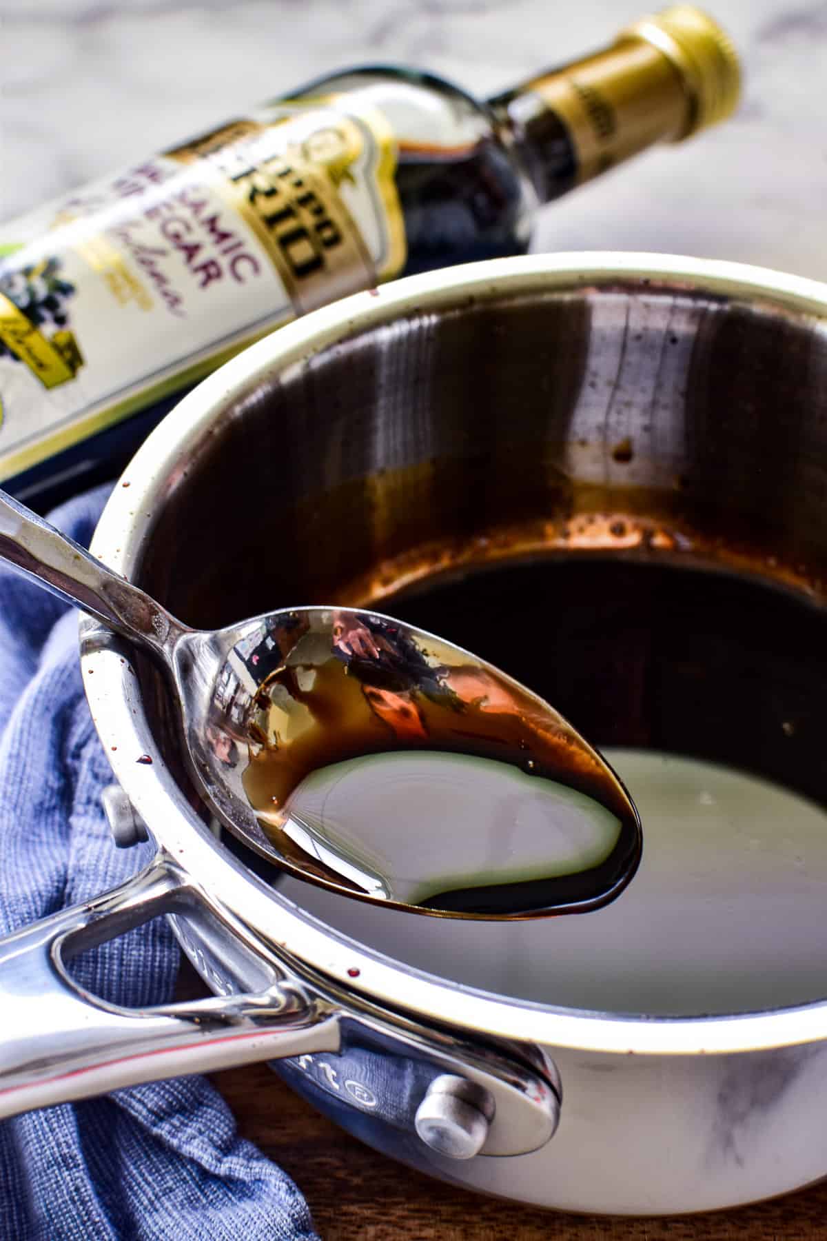 Balsamic glaze in a saucepan