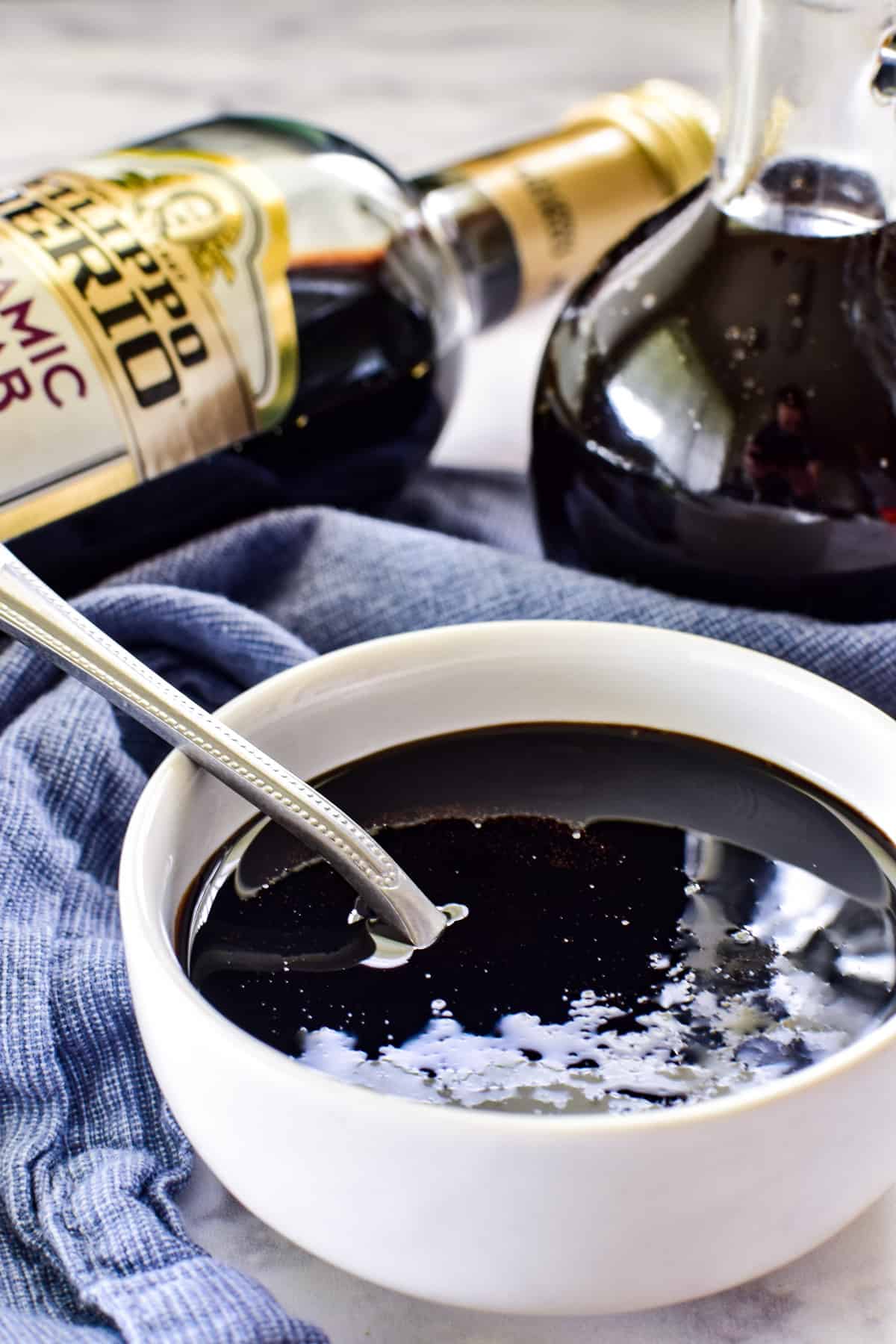 Small bowl of balsamic glaze