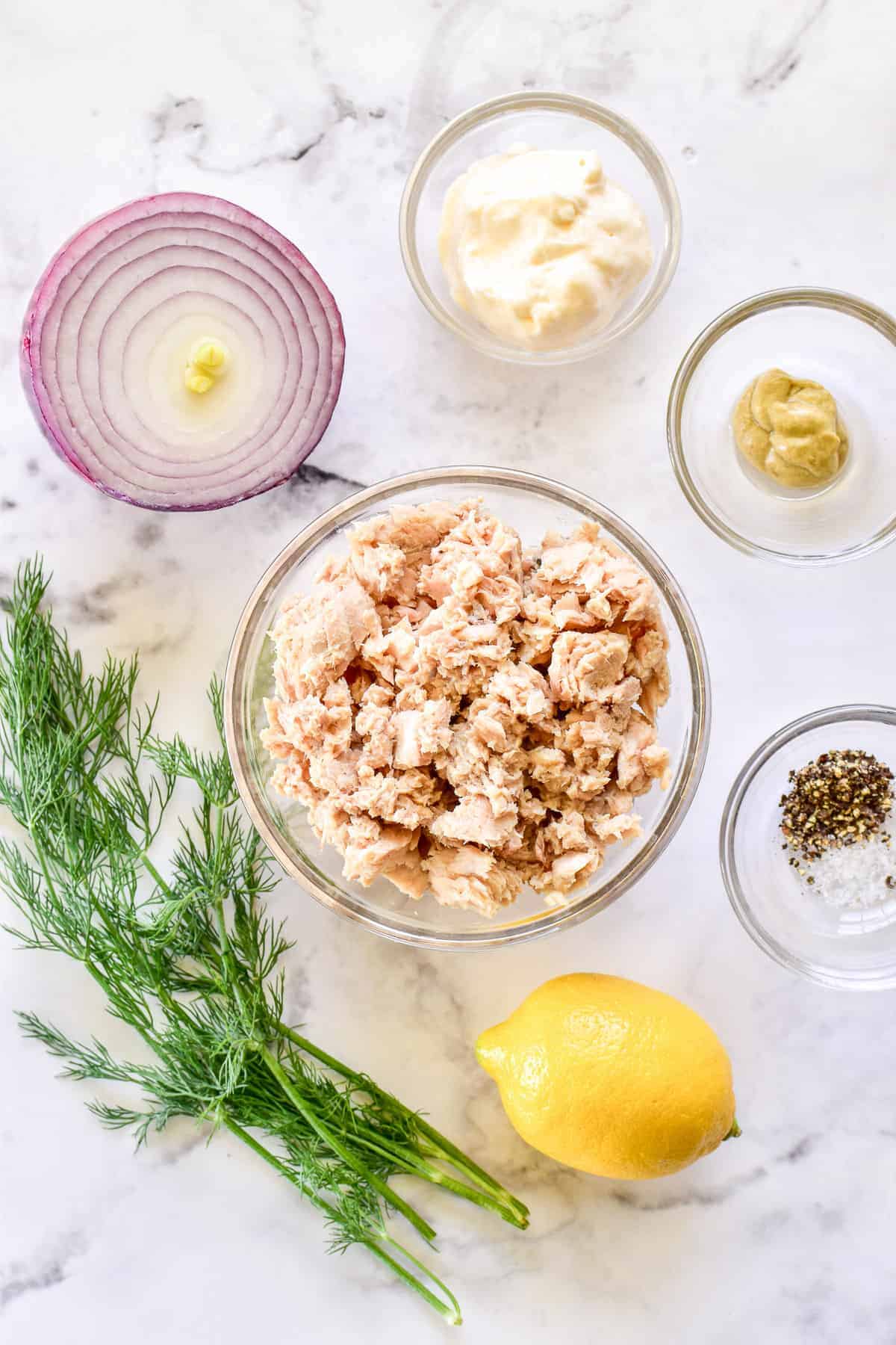 Salmon Salad ingredients