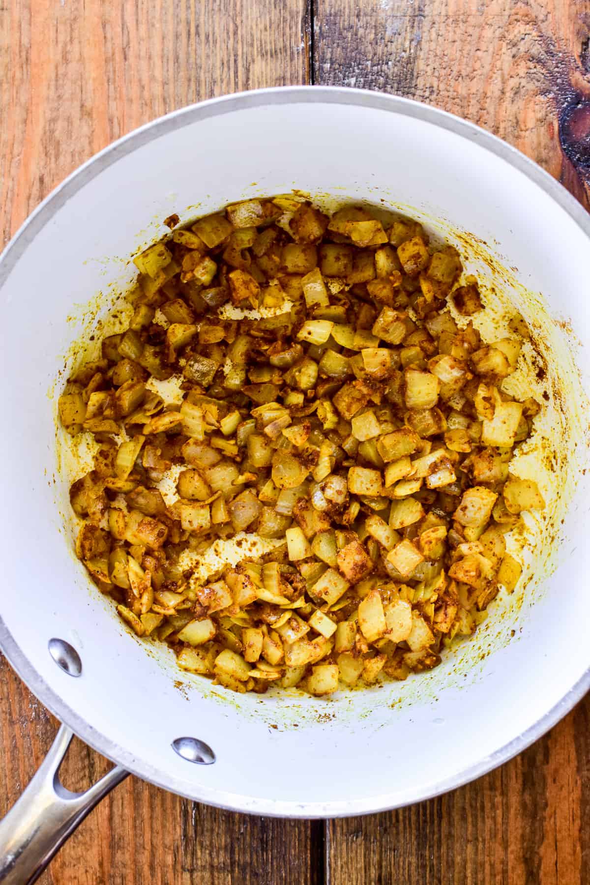 Sauteed onions and garlic with curry