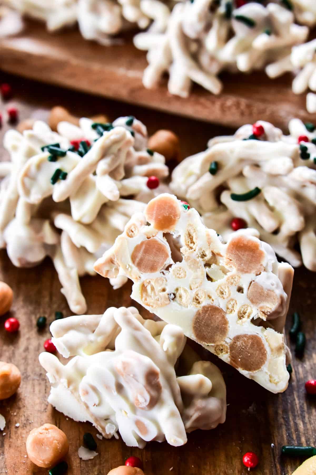 Inside view of Caramel Cashew Haystacks 