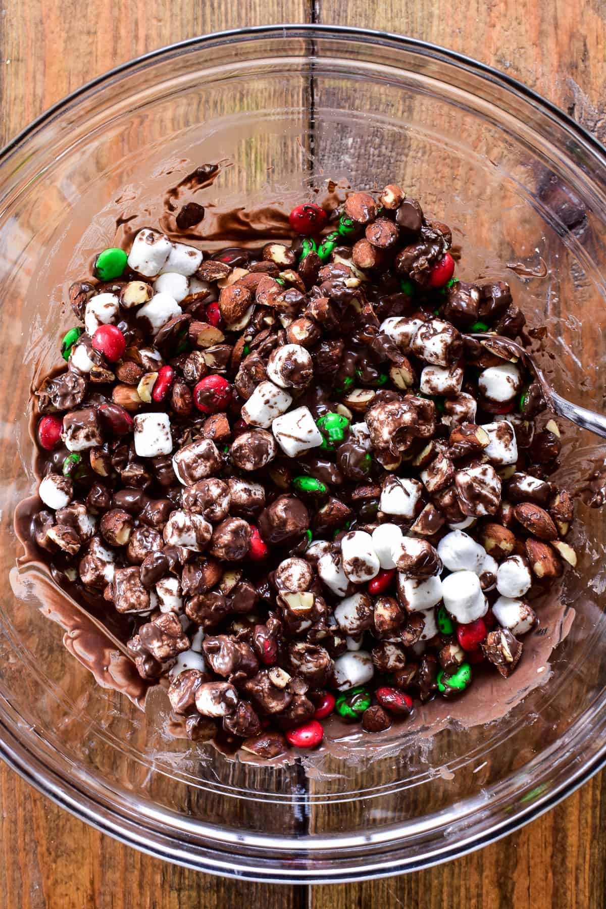 Rocky Road ingredients in a mixing bowl