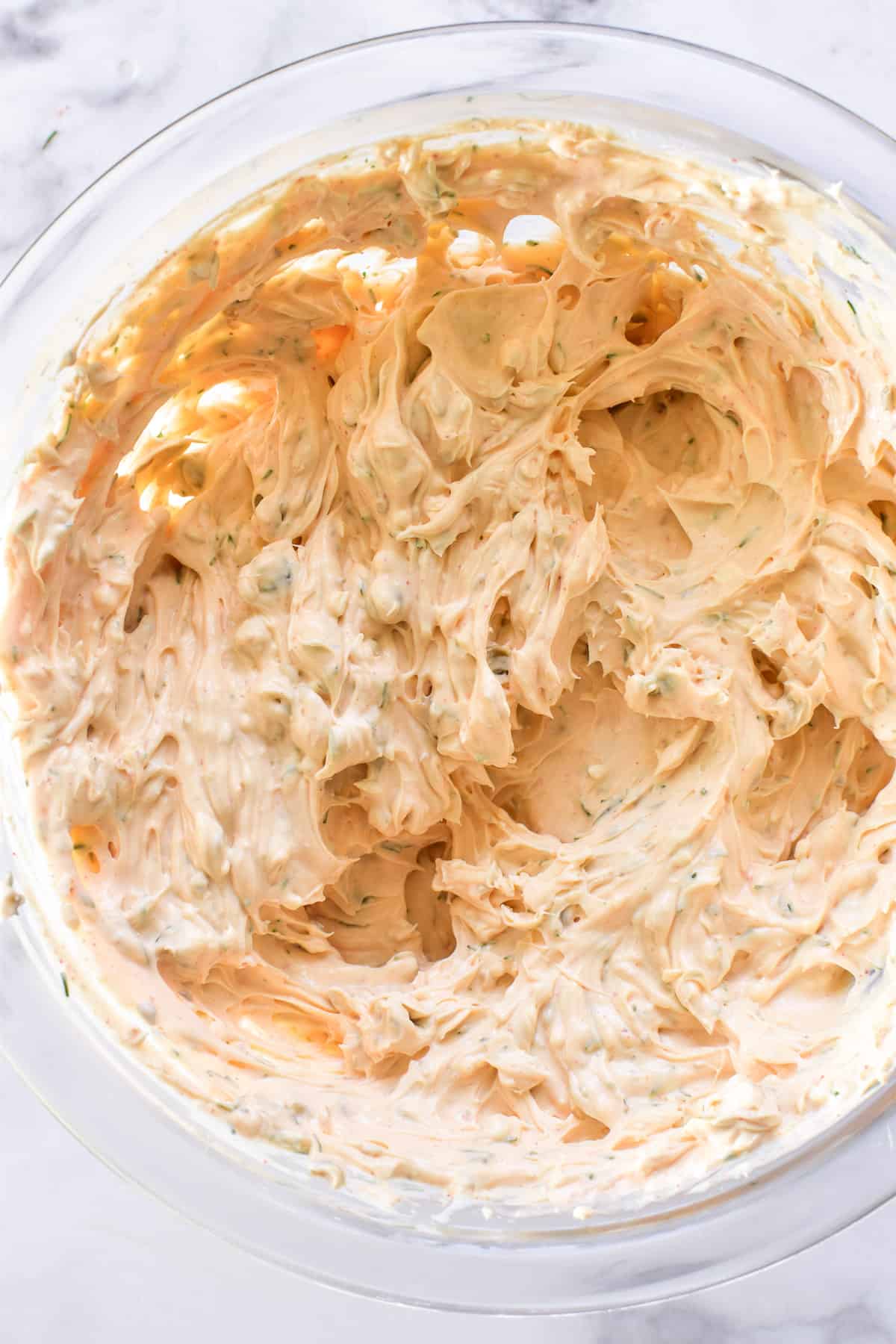 Smoked Salmon Dip in a mixing bowl