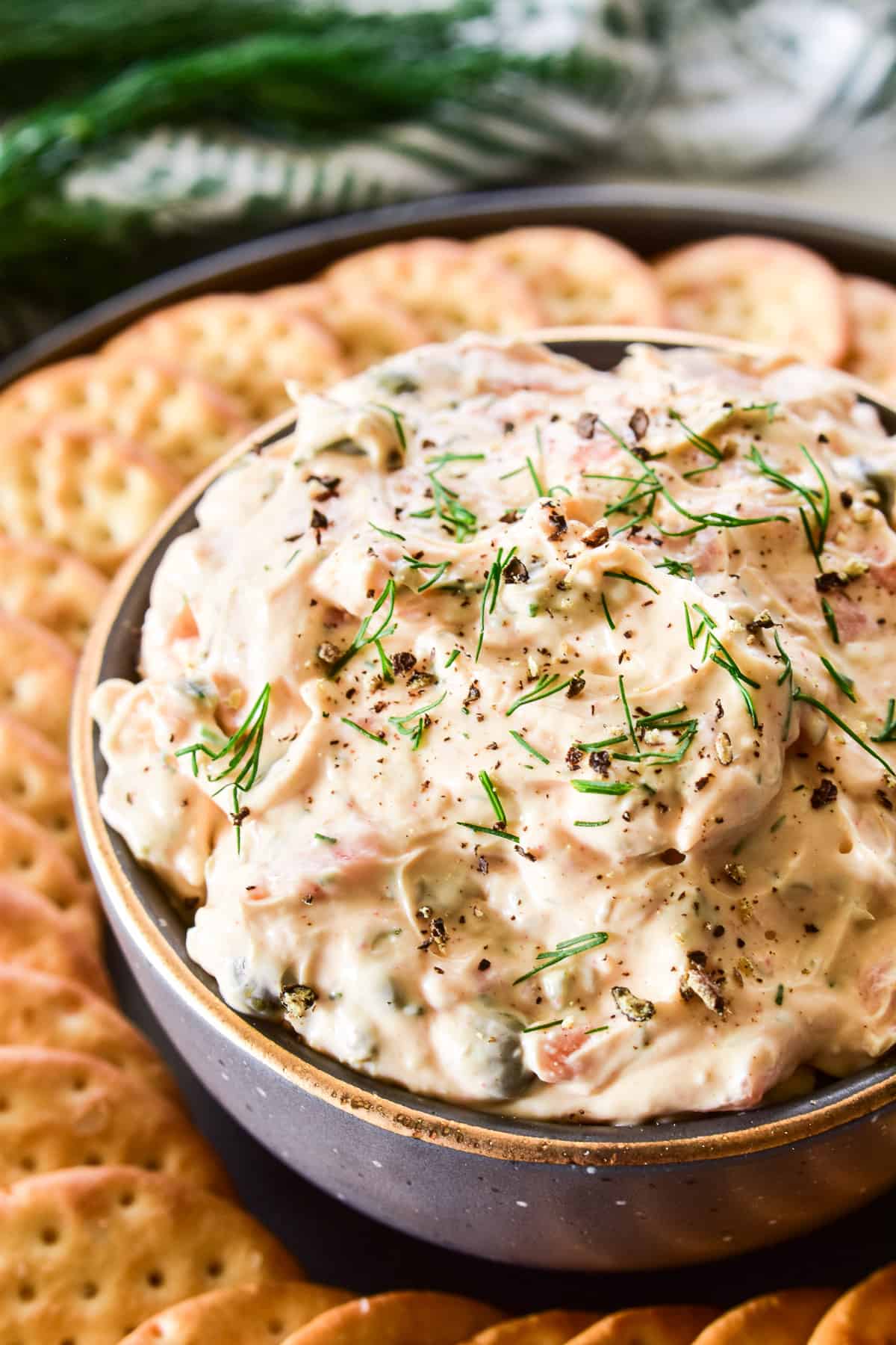 Smoked Salmon Dip with fresh dill and cracked pepper