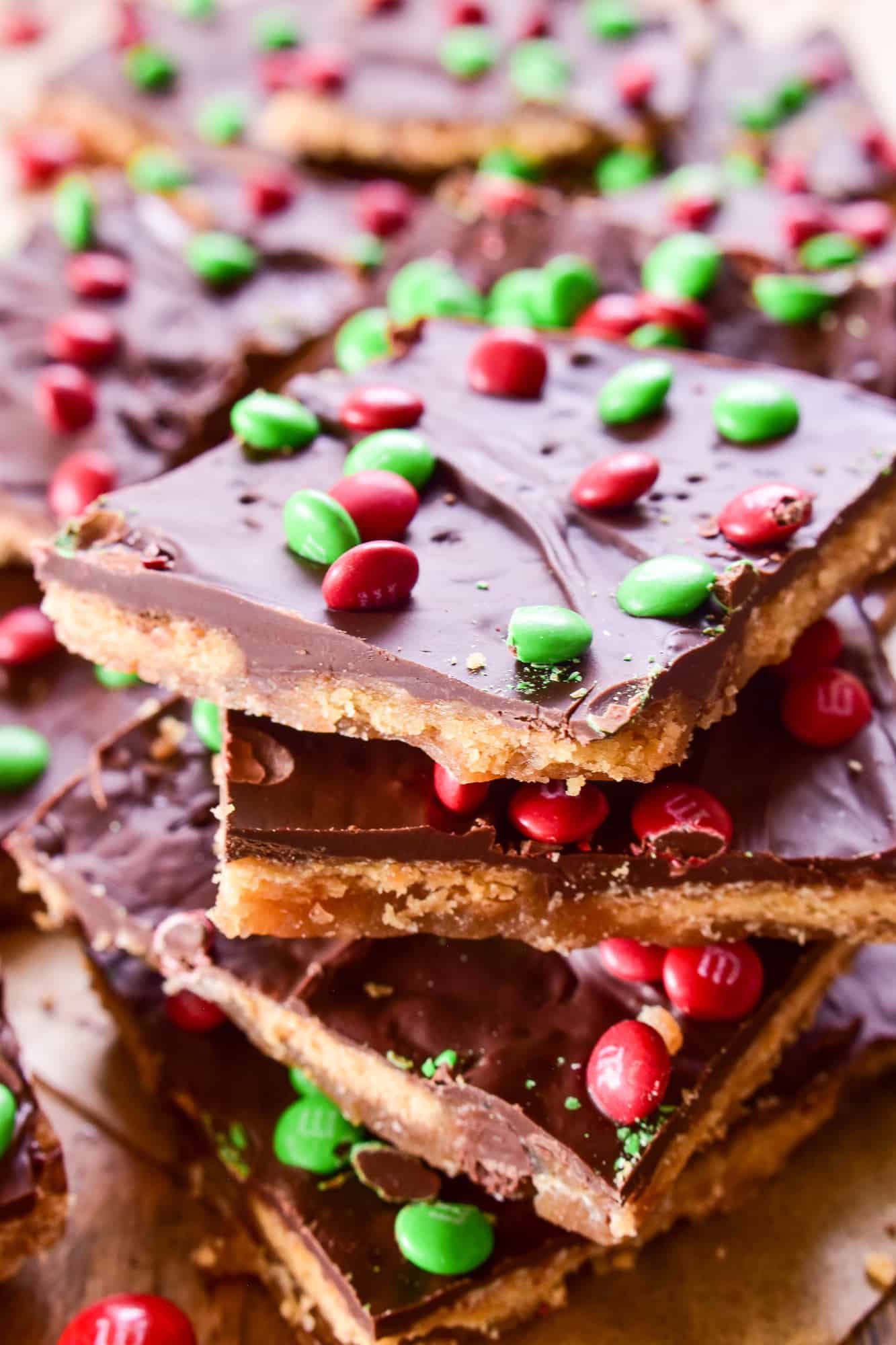 Pile of Christmas Crack with m&m's
