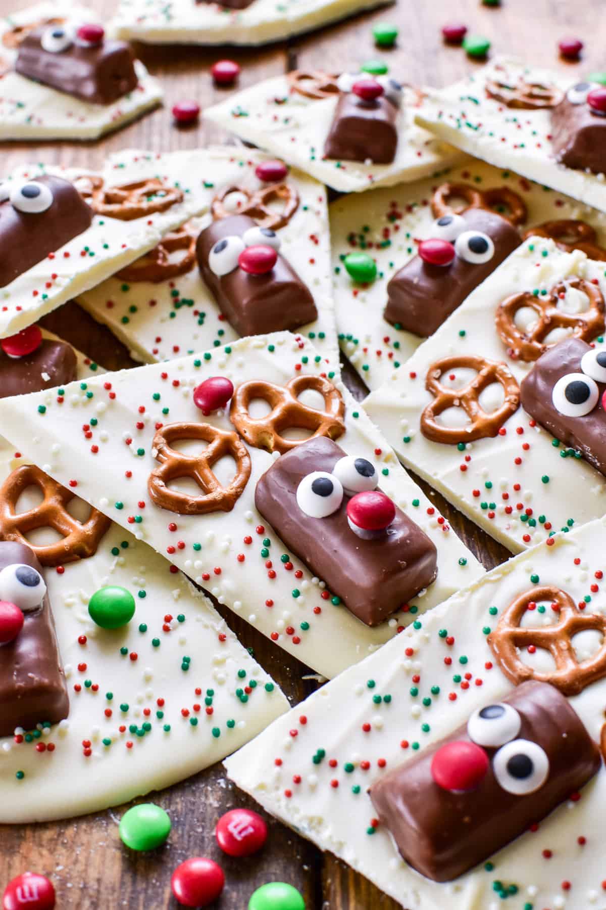 Pile of White Chocolate Reindeer Bark pieces