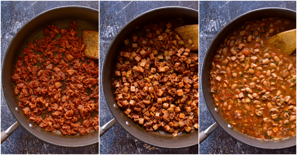 Step by step process of making Charro Beans