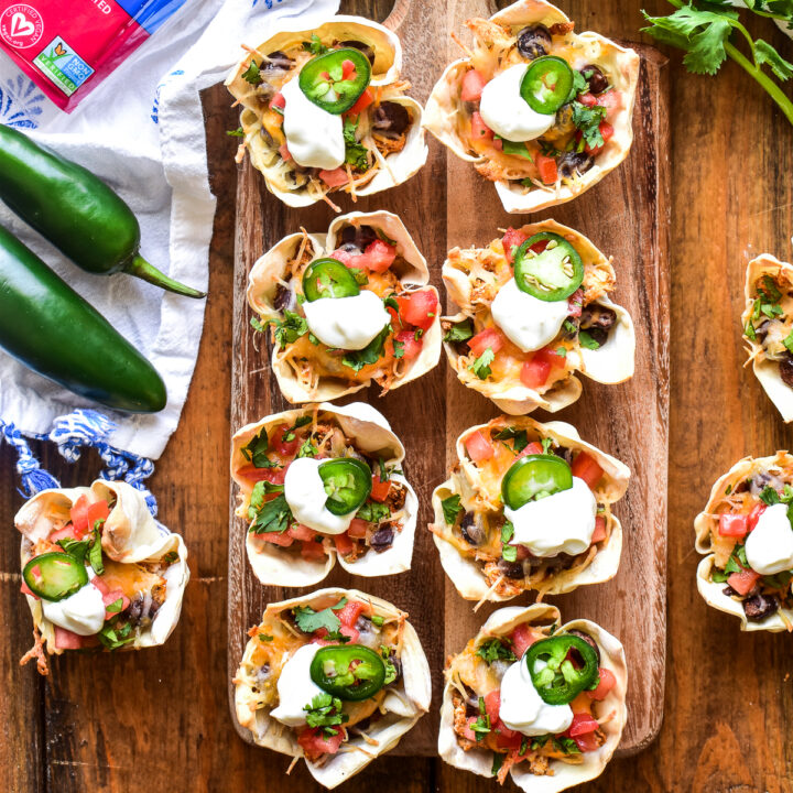 Chicken Nacho Wonton Cups