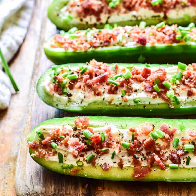 Bacon Cream Cheese Cucumber Boats