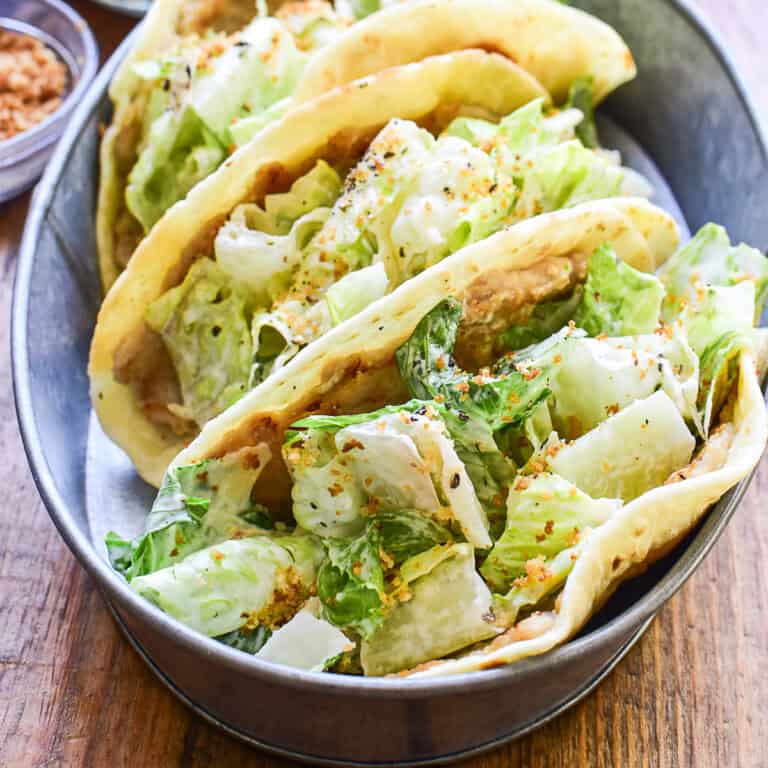 Chicken Caesar Smash Tacos