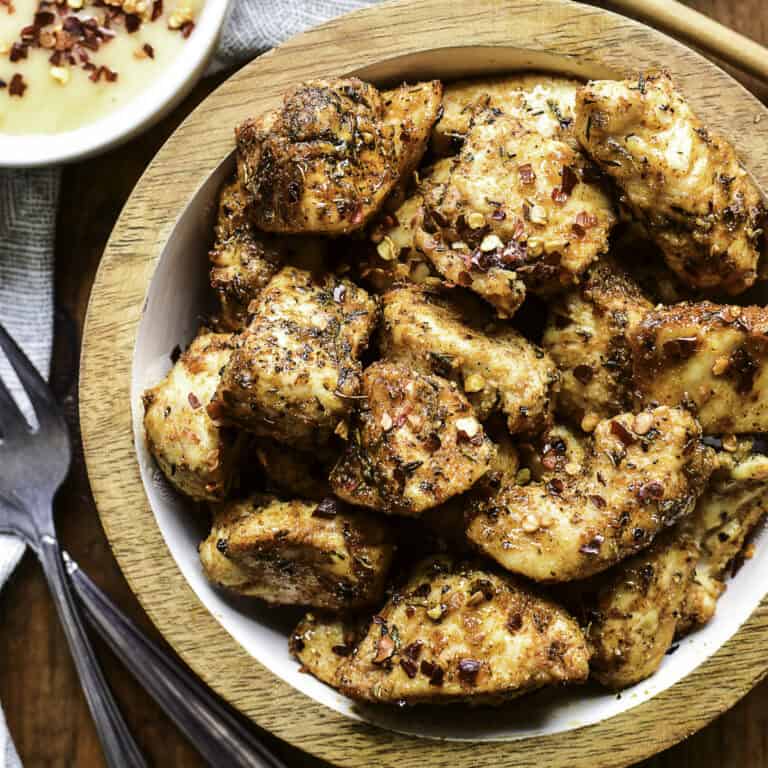 Air Fryer Chicken Bites with Hot Honey Mayo